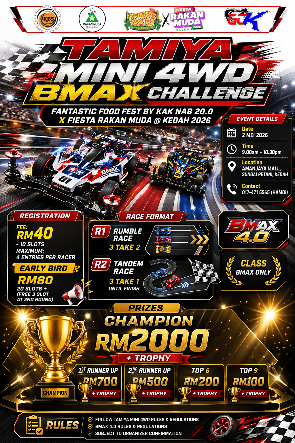 Tamiya Mini 4WD BMAX Challenge X Fiesta Rakan Muda @ Kedah 2026