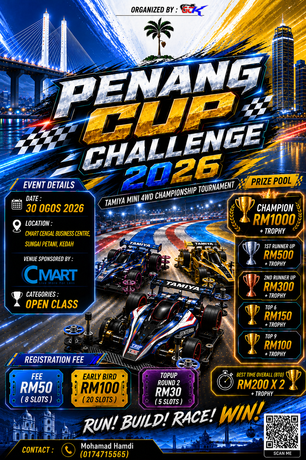 TAMIYA MINI 4WD OPEN CLASS WORLD CHALLENGE SELECTION 1 X PENANG CUP II 2026 Poster