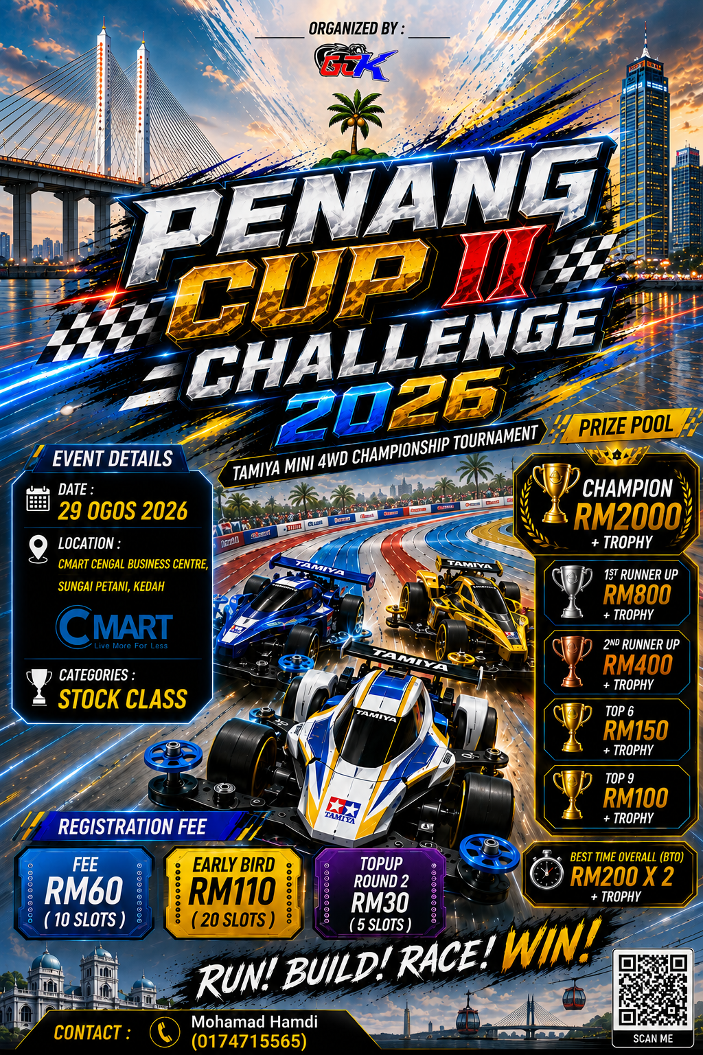 TAMIYA MINI 4WD BMAX CLASS WORLD CHALLENGE SELECTION 1 X PENANG CUP II 2026 Poster